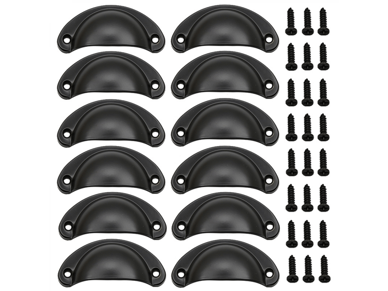 (noir) jeu de 12 poignées à coquille vintage, poignées de porte en fer vintage avec vis pour meubles, commodes et armoires de cuisine - Conforama A