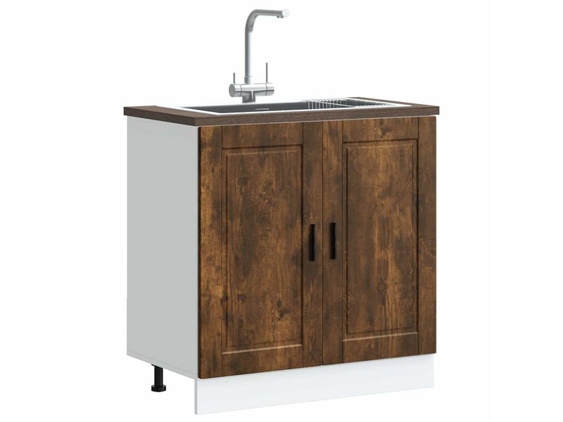  Meuble de cuisine, meuble bas pour évier chêne fumé bois ingénierie  - Conforama B
