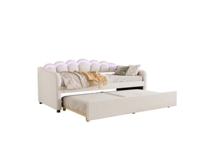 Lit simple 90x200 cm BEAOK   coloris beige