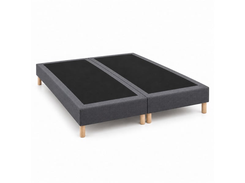  Lot de 2 sommiers tapissiers déco 90x200 cm gris - 180x200 - hauteur 35 cm - 8 pieds inclus  - Conforama A