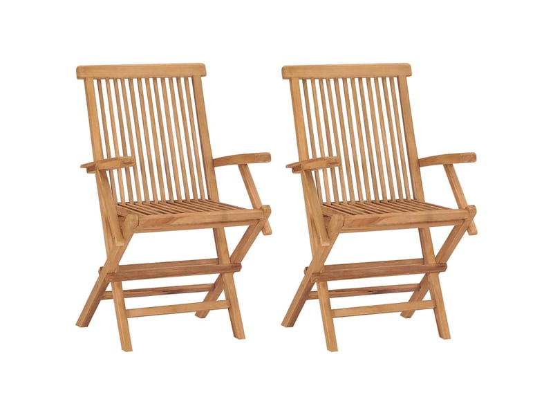 Lot de 2 chaises pliantes avec coussins bleu clair en bois de teck massif cf32281 - Conforama C