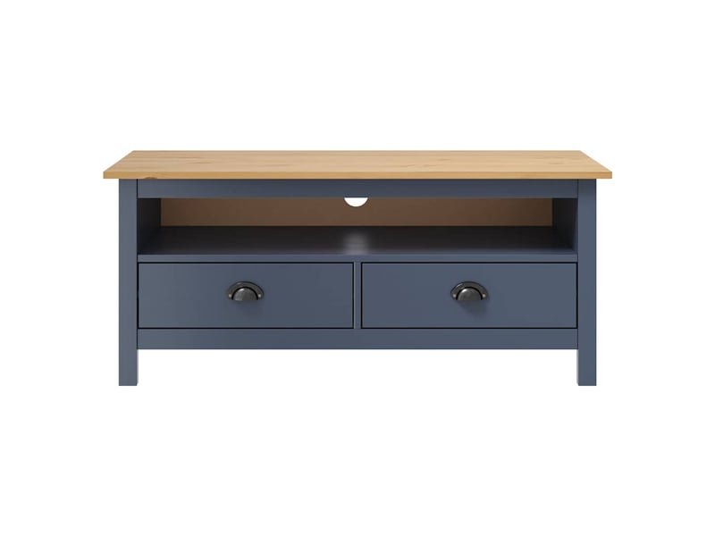  Meuble tv - banc tv - meuble de rangement hill range gris 110x40x47 cm bois de pin solide  - Conforama A