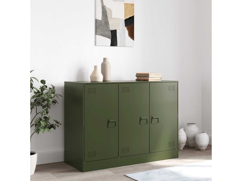 Buffet - bahut - meuble de rangement vert olive 99x39x73 cm acier - Conforama C