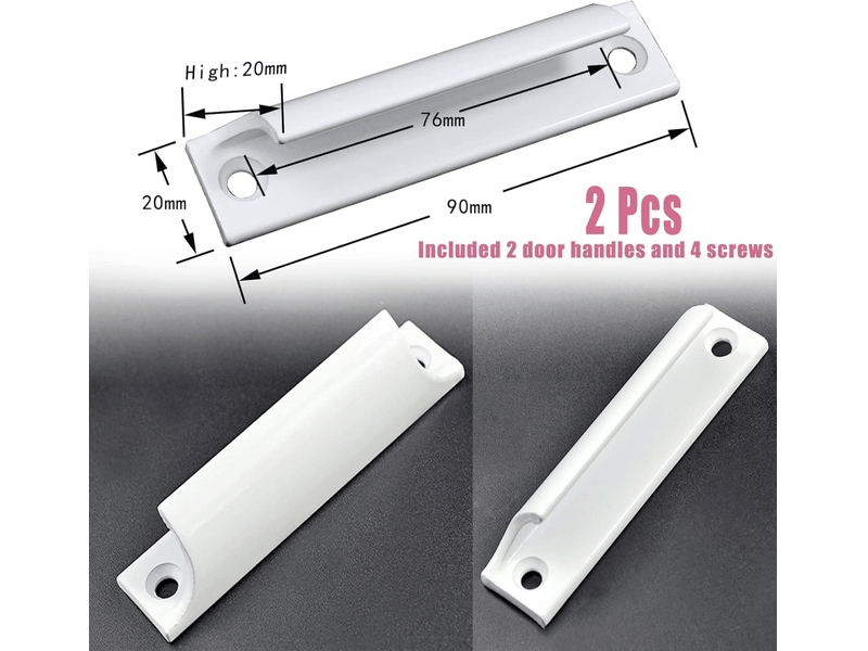  Poignée de porte de balcon extérieure, 2 poignées de porte de patio, adaptée à la maison, portes de placards, etc. Avec vis (blanc)  - Conforama B