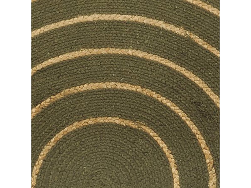 Tapis rond en coton tressé, effet jute rayé, kaki, 120 cm, dylrev 69019.120 - Conforama D