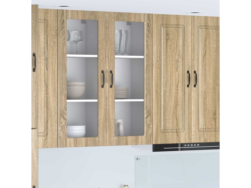  Meuble mural de cuisine, cabinet en verre mural chêne sonoma 40x31x100cm shl2184  - Conforama B