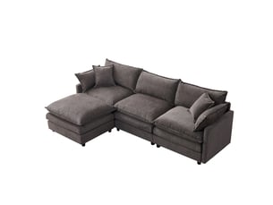 Canapé d'angle gauche fixe ULEVR 3 places Tissu Gris foncé