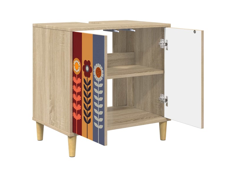  Armoire de salle de bain, meuble de rangement essen sonoma 60x40x60 cm  - Conforama D