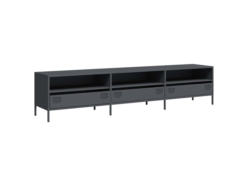  Meuble tv - banc tv - meuble de rangement anthracite 202x39x43,5 cm acier laminé à froid  - Conforama A