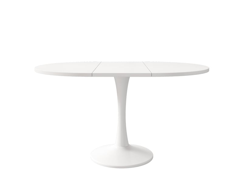  Table de cuisine ronde avec allonge blanc - 100x100-140max.cm mdf table blanc - Conforama E