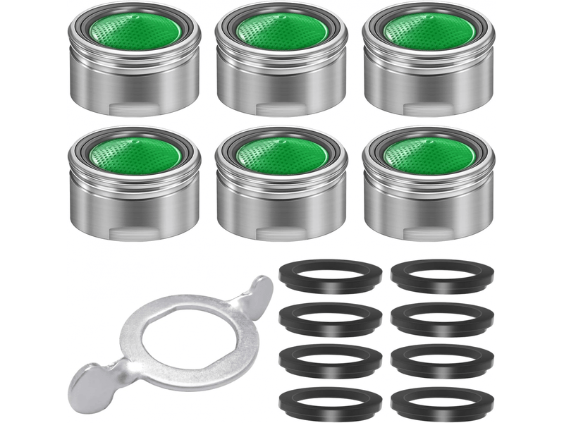  Lot de 6 mousseurs robinet en acier inoxydable - filtration à économie d'eau, avec rondelles et clé de montage incluses, accessoire cuisine  - Conforama A