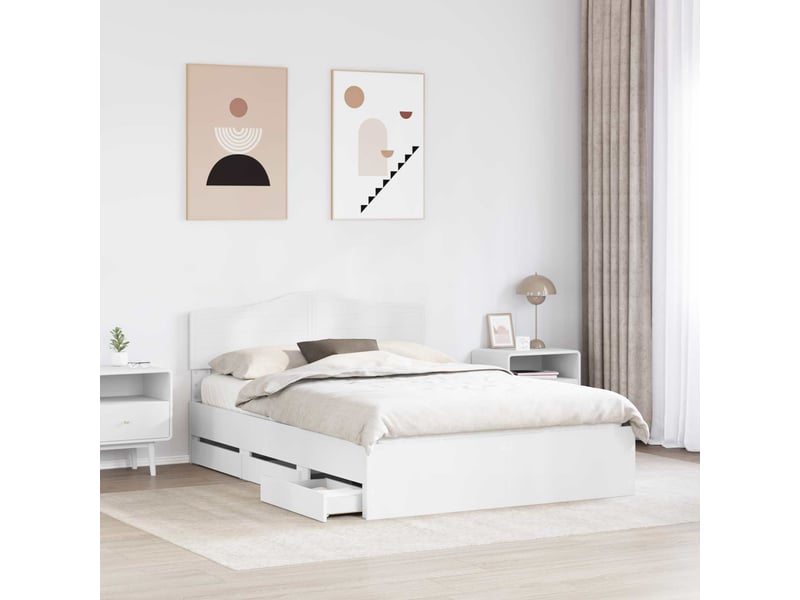Lit double- lit adulte - cadre de lit avec tiroir blanc 160 x 200 cm bois ingénierie - Conforama B