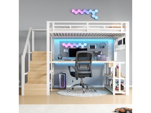 Lit mezzanine 140x200 cm <strong>ZOVIRA</strong>  <strong></strong> coloris blanc