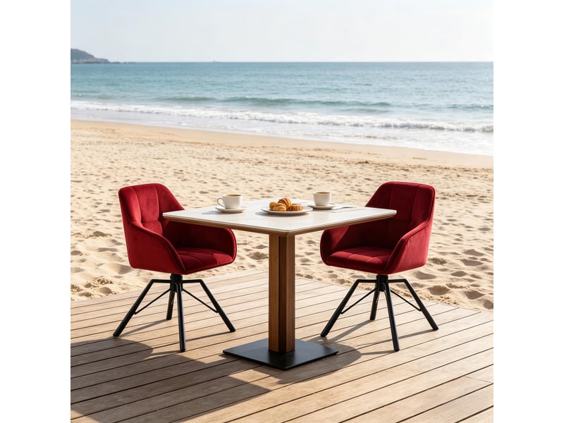  Lot de 2 chaises de salle à manger,57x54x82,5 cm,pivotantes,velours,bordeaux  - Conforama B