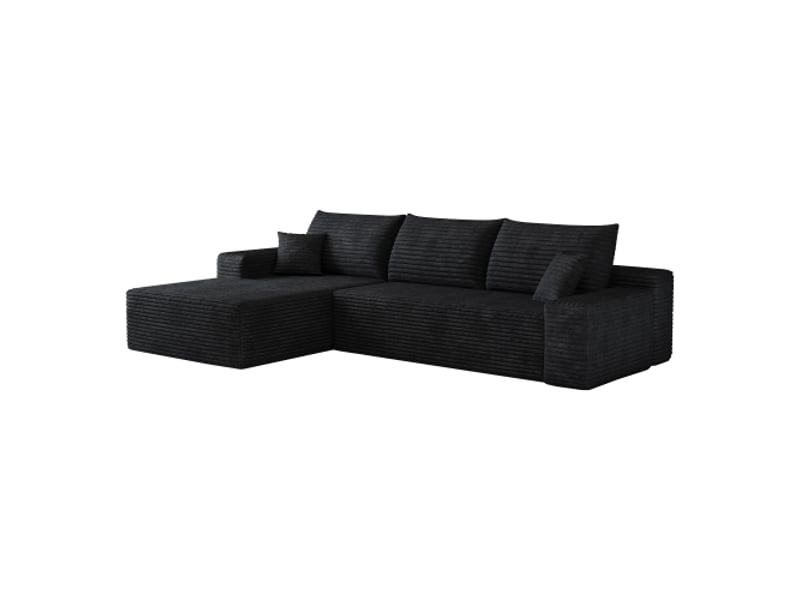 Canapé d'angle modulable 270 cm noir en l, chaise longue, assise profonde, sans montage, canapé compressible - Conforama A