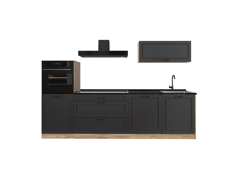 Vicco cuisine, anthracite campagnechêne doré, 280cm plan de travail anthracite - Conforama A
