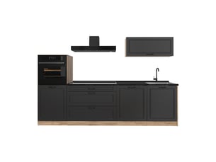 Vicco cuisine, anthracite campagnechêne doré, 280cm plan de travail anthracite