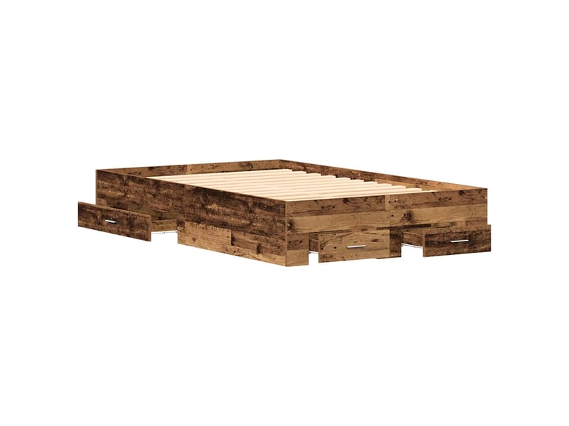 Lit double- lit adulte - cadre de lit bois ancien 120 x 190 cm bois d'ingénierie - Conforama C