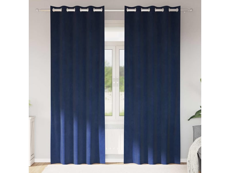  Lot de 2 rideaux, rideaux de fenêtre bleu foncé 140 x 245 cm velours cf43995  - Conforama B