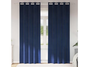 Lot de 2 rideaux, rideaux de fenêtre bleu foncé 140 x 245 cm velours cf43995