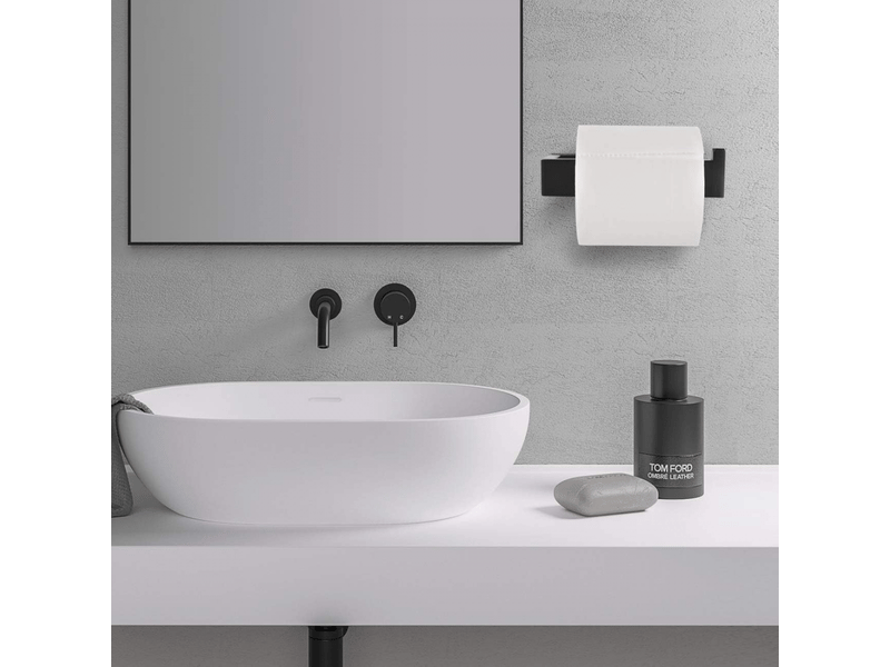  Porte-rouleau de papier toilette auto-adhésif noir en acier inoxydable 304, sans perçage.  - Conforama E