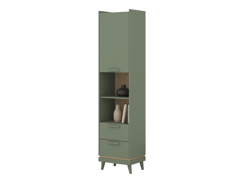  Bibliothèque noki – vert et bois – 1 porte + 2 tiroirs style scandinave  - Conforama A