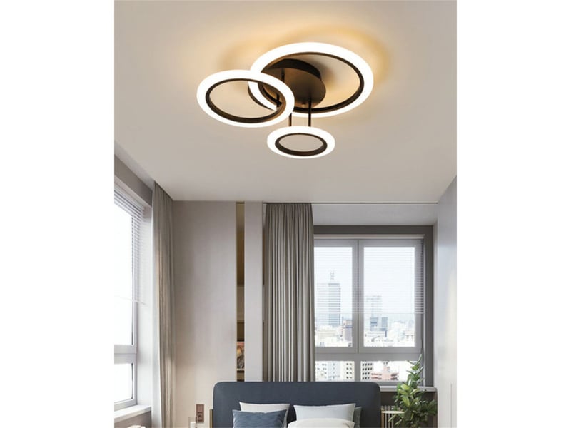  Plafonnier led cercle 45w 55 cm 3 anneaux noir mat dimmable cct 400289_AACLZ07238_6_DROPFR - Conforama E