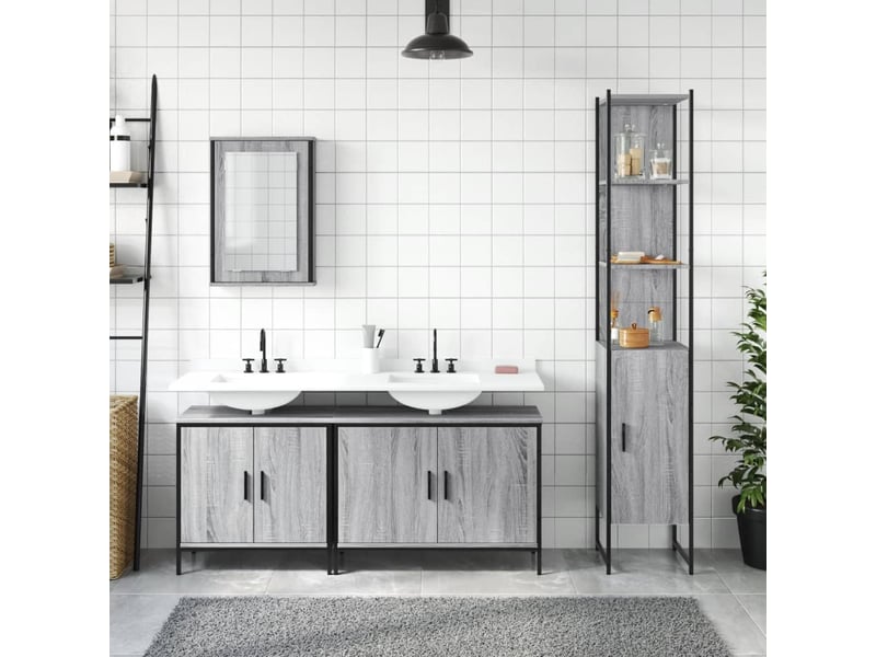  Ensemble de meubles de salle de bain 4 pcs sonoma gris cf63879  - Conforama C
