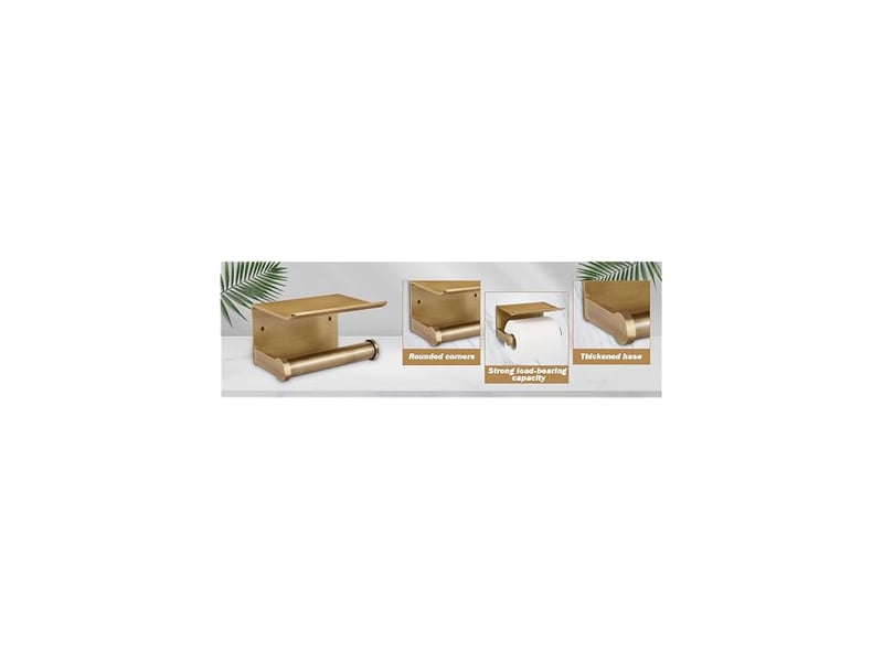  Porte-papier toilette mural bronze antique avec étagère – aluminium, sans perçage (adhésif 3m) ou vissable, salle de bain  - Conforama C
