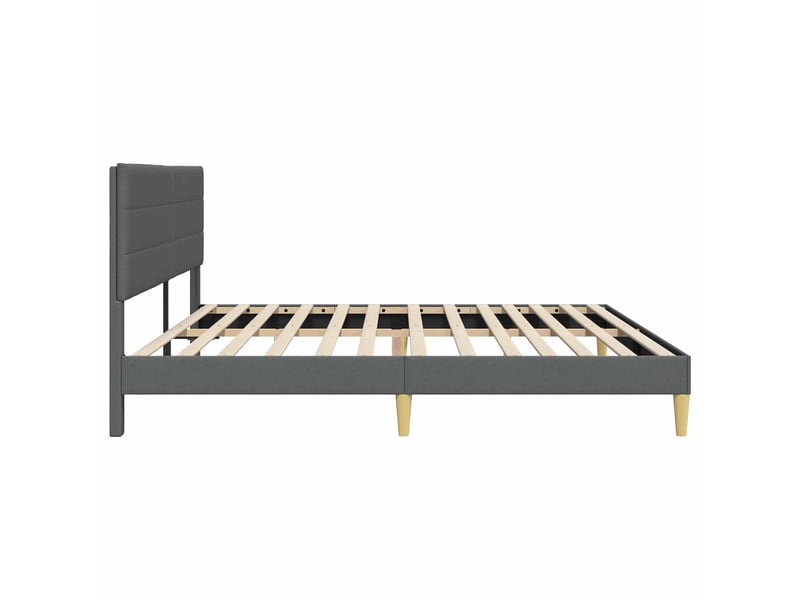 Lit double- lit adulte - cadre de lit avec tête de lit gris foncé 180 x 200 cm tissu - Conforama D
