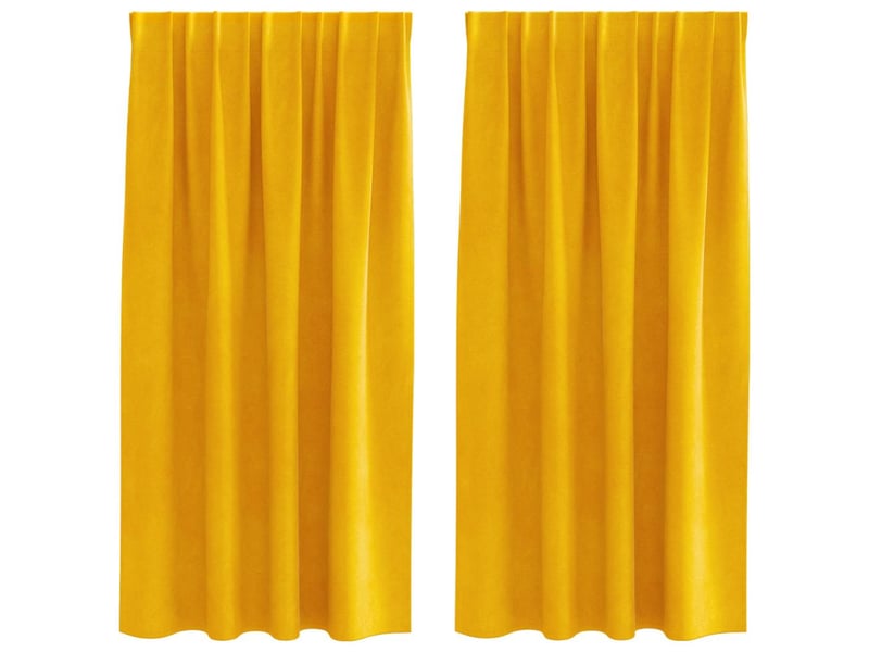 Lot de 2 rideaux, rideaux de fenêtre jaune moutarde 140 x 175 cm velours cf44077 - Conforama A