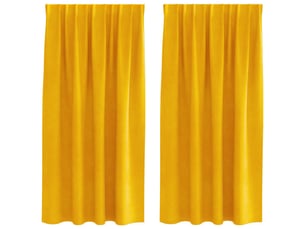 Lot de 2 rideaux, rideaux de fenêtre jaune moutarde 140 x 175 cm velours cf44077