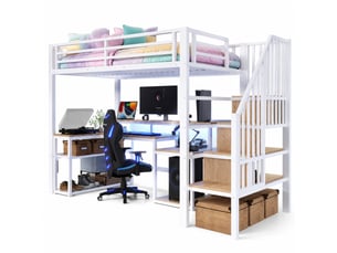 Lit mezzanine 90x200 cm <strong>MODENUIT </strong> <strong></strong> coloris blanc