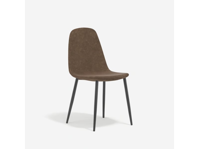  Lot de 4 chaises rembourrées en similicuir pour salon aurelia - marron foncé  - Conforama C