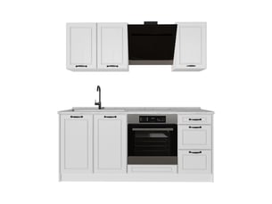 Vicco cuisine, blanc campagneblanc, 180cm plan de travail marbre