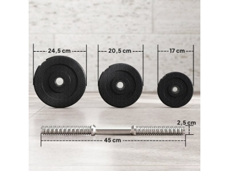  Set d'haltères 40 kg réglable avec poignées en métal noir  - Conforama D