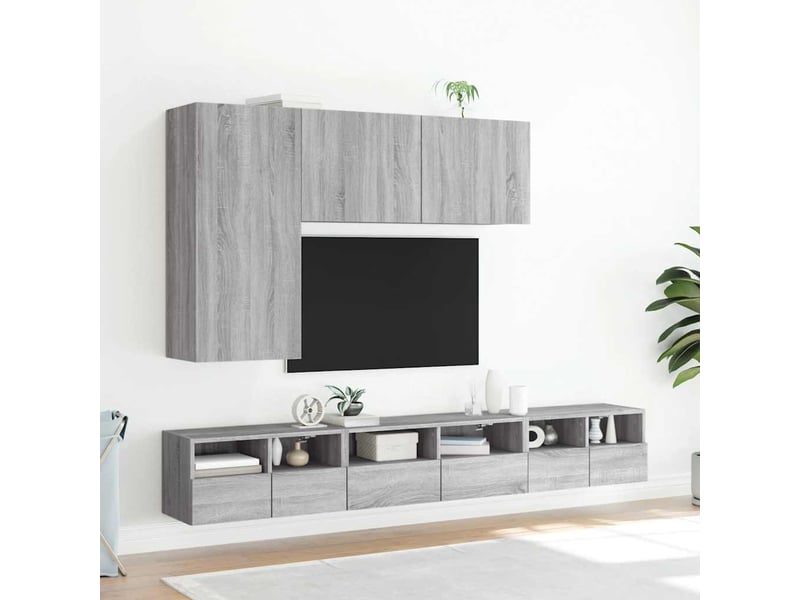  Meuble tv - banc tv - meuble de rangement mural sonoma gris 60x30x30 cm bois d'ingénierie  - Conforama D