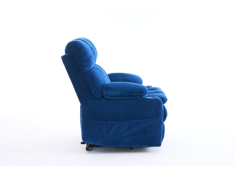  Fauteuil relax électrique bleu avec deux moteurs et aide au lever pour salon fauteuil de lecture inclinable multifonction  - Conforama D