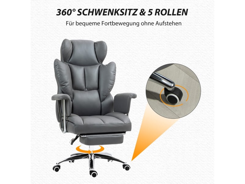 Estin chaise de bureau ergonomique pivotante avec repose pieds gris foncé - Conforama D