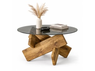 Table basse rond(e) coloris bicolore KOVIEA  - 79 cmx79 cm