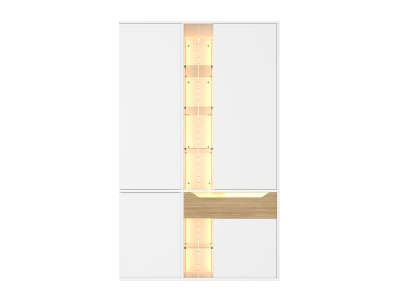 Armoire à portes battantes led avec vitrine 122x50x200 cm blanche - Conforama A