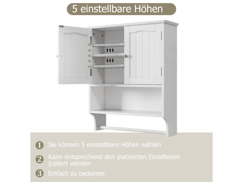  Armoire murale de salle de bain avec porte-serviettes en mdf blanc 56.89 x 19 x 70 cm W3180P271284 - Conforama B