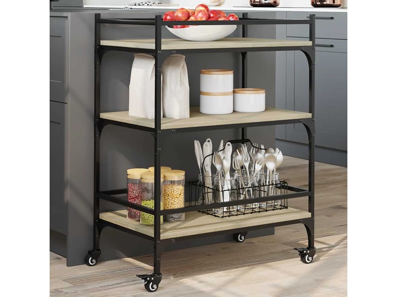  Desserte de cuisine, chariot de rangement chêne sonoma 65x40x86,5 cm bois d'ingénierie  - Conforama B