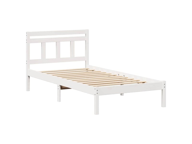  Lit simple- lit adulte -  cadre de lit blanc 100 x 200 cm pin massif  - Conforama C