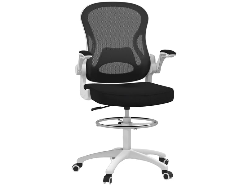  Chaise de bureau ergonomique en tissu respirant, hauteur réglable et accoudoirs relevables, 59 x 65 x 110-130 cm  - Conforama A
