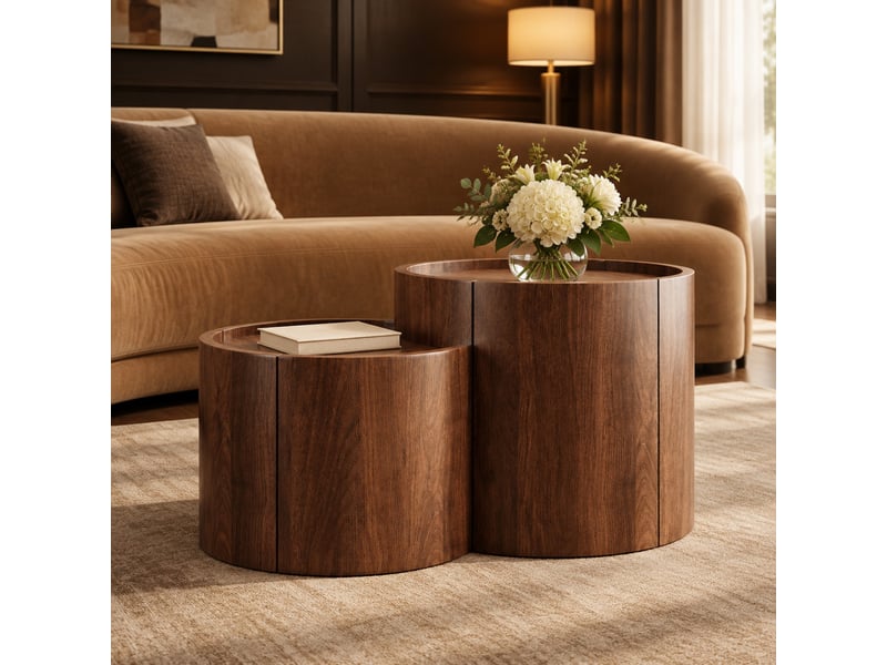  Table basse 77,5x47,5x40 cm en panneau de particules avec rangement et tiroir noyer chicfurn  - Conforama B