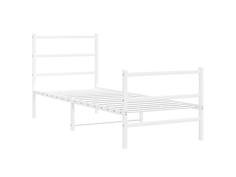 Lit simple- lit adulte - cadre de lit métal sans matelas avec pied de lit blanc 80x200cm - Conforama B