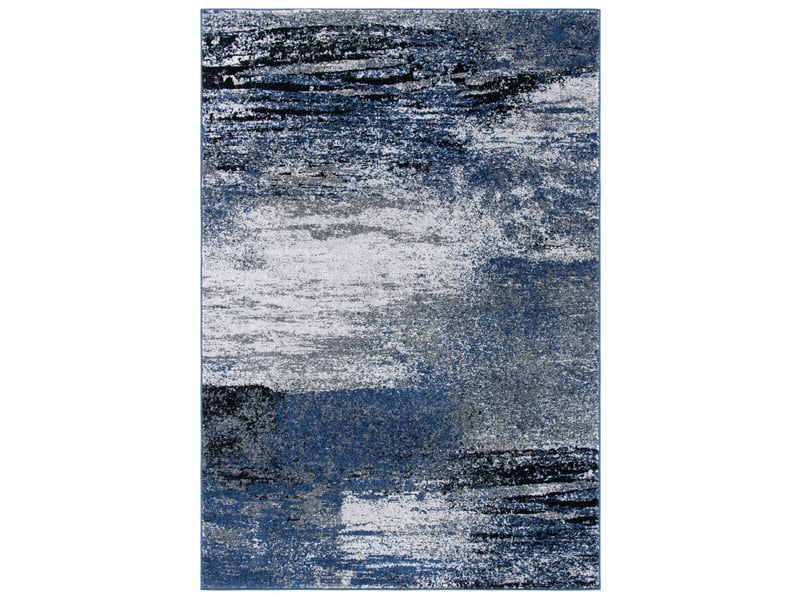  Tapis abstrait moderne en polypropylène grisbleu, 76 x 183 cm  - Conforama A