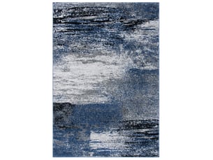 Tapis abstrait moderne en polypropylène grisbleu, 76 x 183 cm