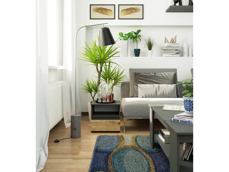  Table de chevet lina anthracite 1 tiroir bois 40x35x40 cm  - Conforama E